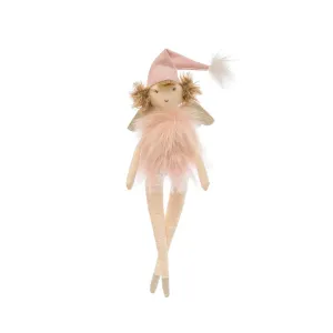 15" Pink Faux Fur Plush Sugar Plum Fairy Ballerina Angel Soft Doll Toy