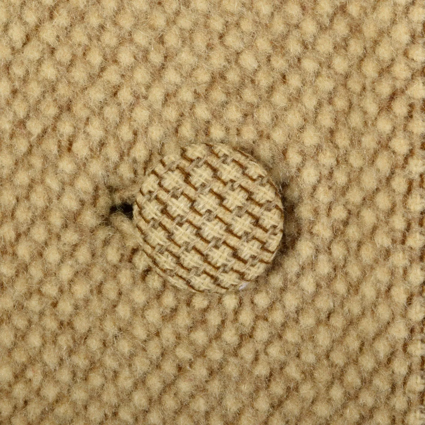 1950s Beige Tweed Coat with Brown Trim
