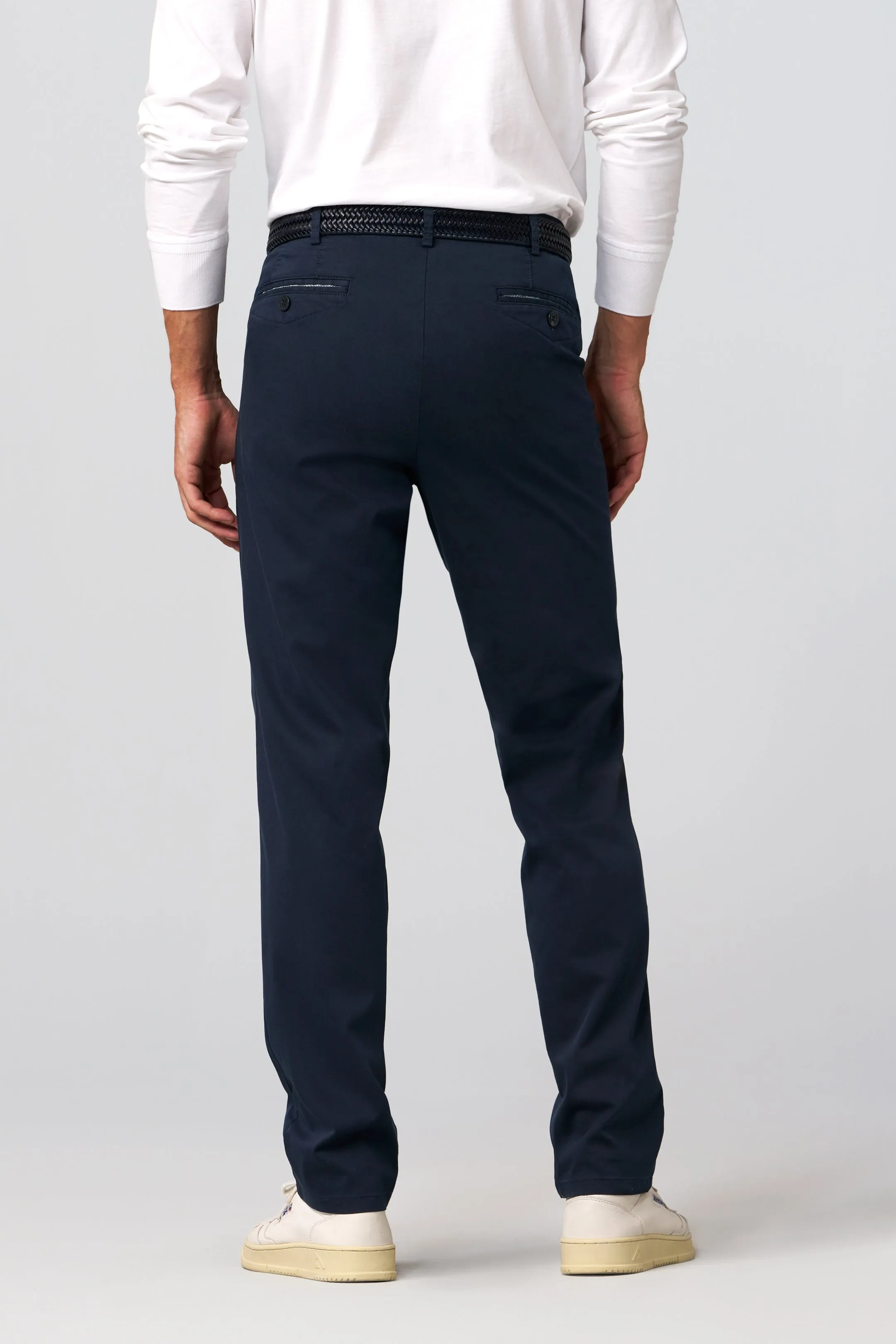 40% OFF - MEYER Chicago Trousers - 5060 Lightweight Cotton Chino - Navy - Size: 36 Regular