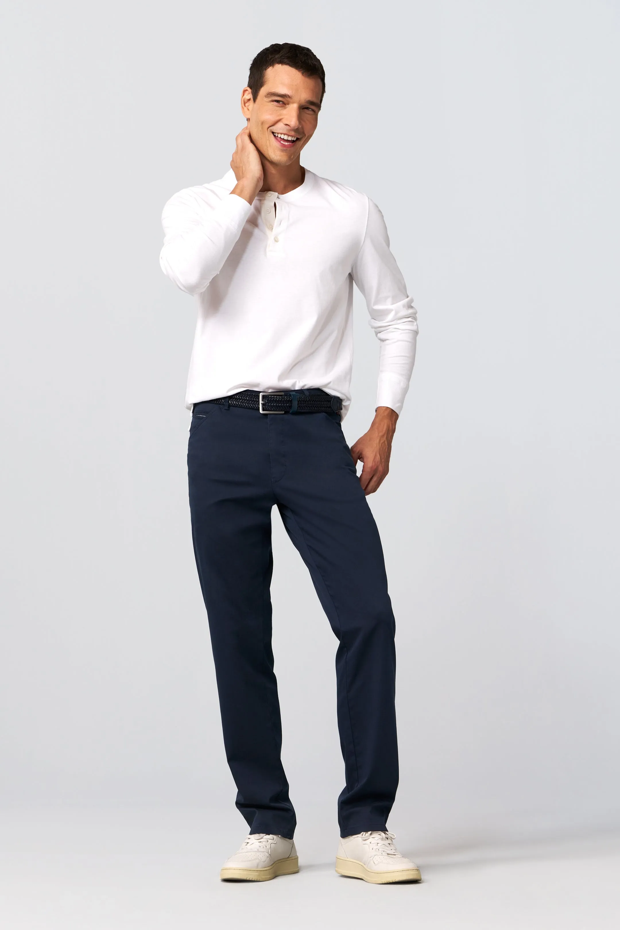 40% OFF - MEYER Chicago Trousers - 5060 Lightweight Cotton Chino - Navy - Size: 36 Regular