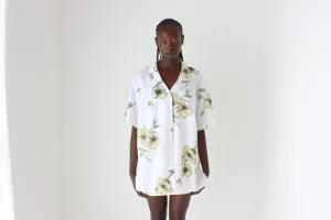 80s Woven Textured Short Sleeve Boxy Shirt
