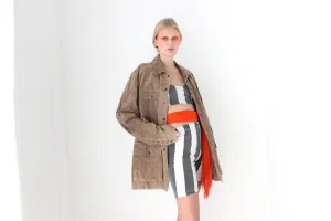 90s Danier Camel Suede Boxy "Cargo" Pocket Jacket