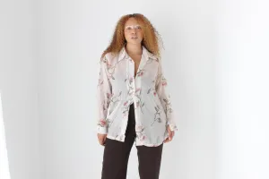 90s Pastel Floral Semi Sheer Shirt