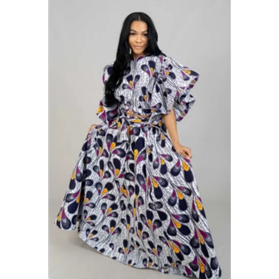 African Style Maxi Skirt 2 piece set