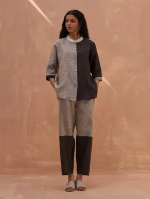 Ann Color-Blocked Shirt - Charcoal