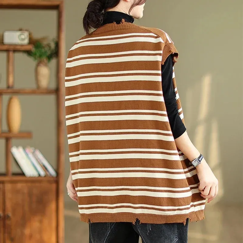 Anna Gebreide Cardigan | klassiek gebreide mouwloze vest met V-halsn en knoopsluiting voor dames