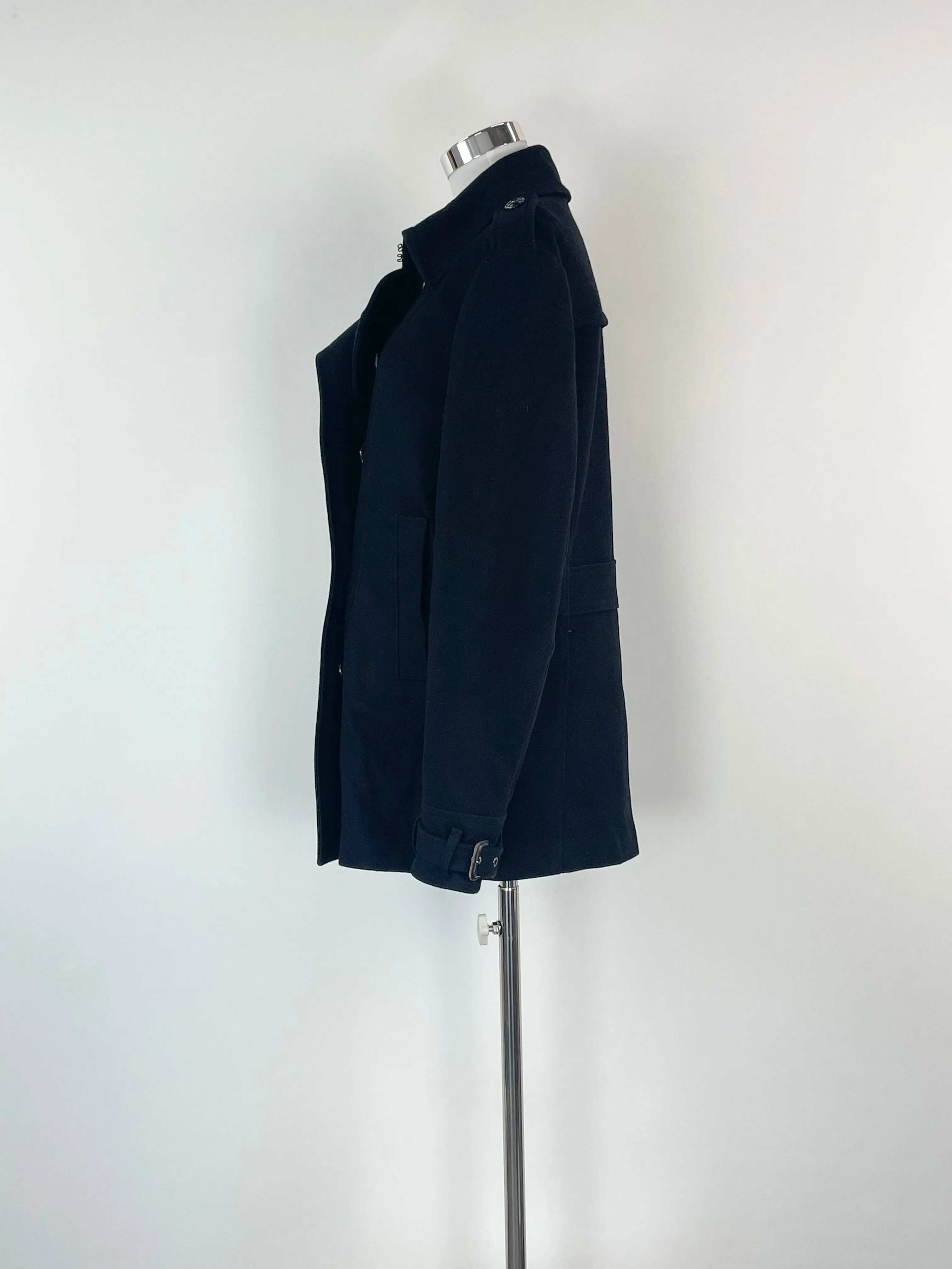 Arthur Galan Black Wool Blend Pea Coat - S