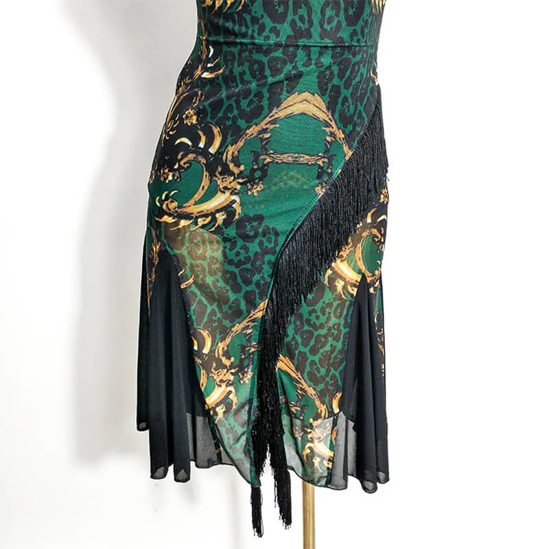 Asymmetric Short Latin Dress with Mesh