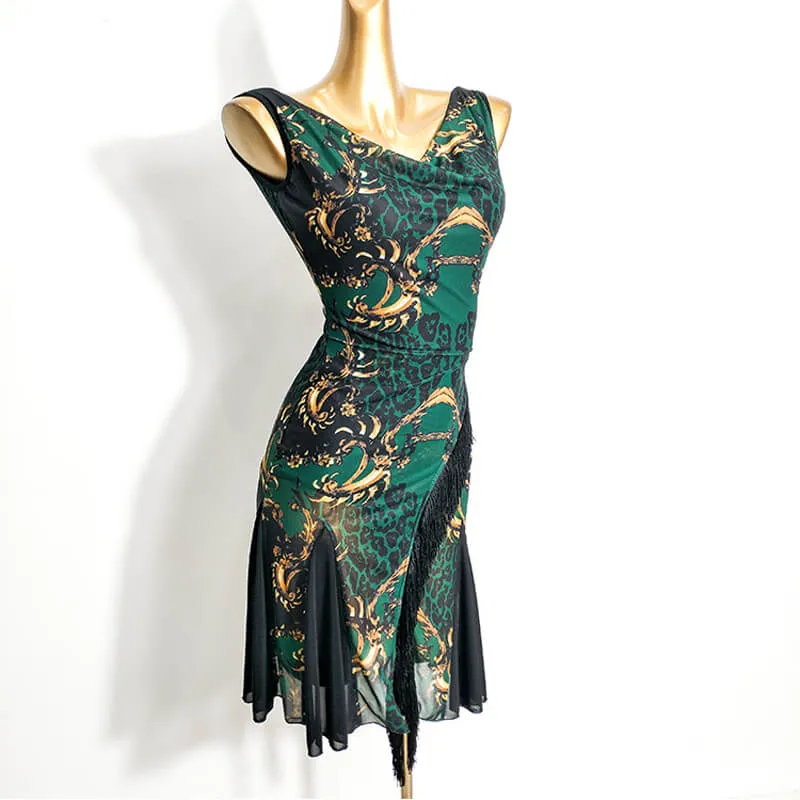 Asymmetric Short Latin Dress with Mesh