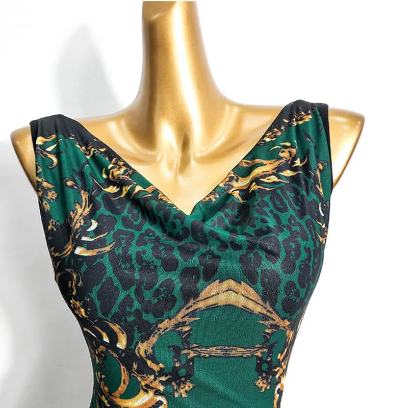 Asymmetric Short Latin Dress with Mesh