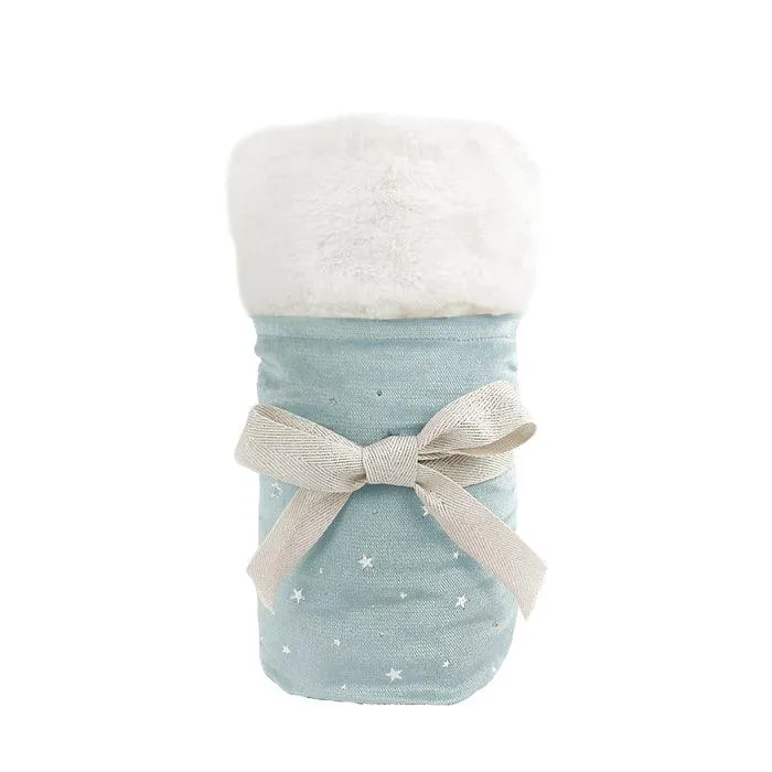Baby Boy Layette | Celestial Velvet Faux Fur  Blanket- Blue | Mon Ami Designs