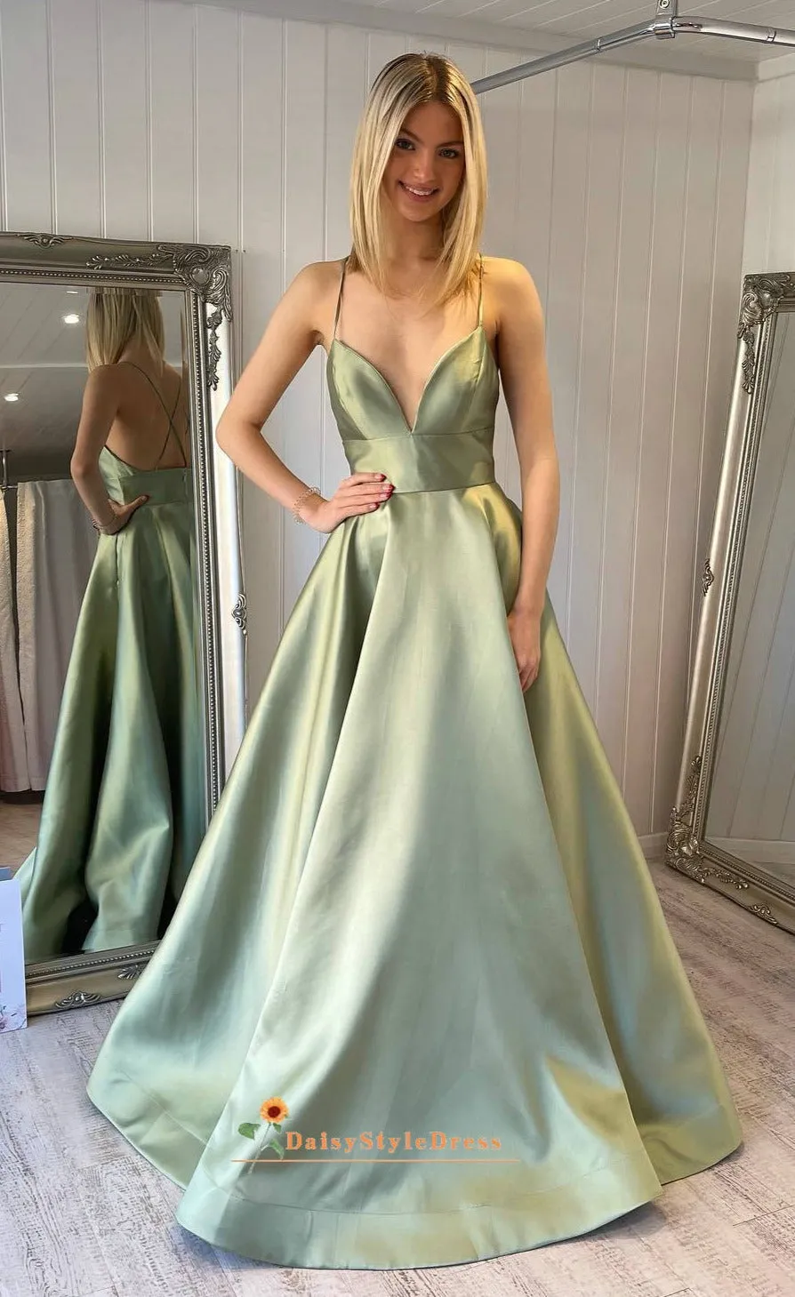 Ball Gown Sage Green Prom Dress