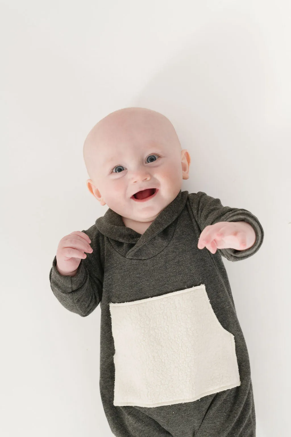 Bamboo Shawl Collar Romper in Pepper