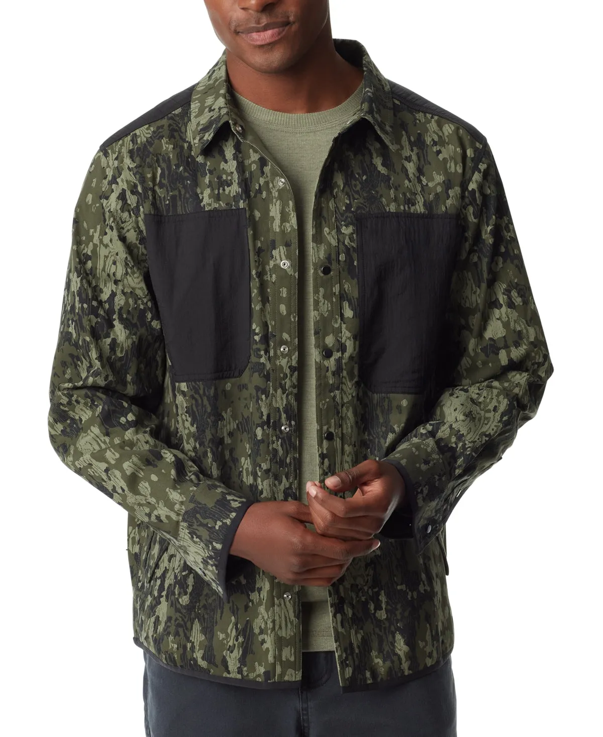 Bass Outdoor Mens Worker Standard Fit Shirt Jacket Green Bark Camo Coat  XL