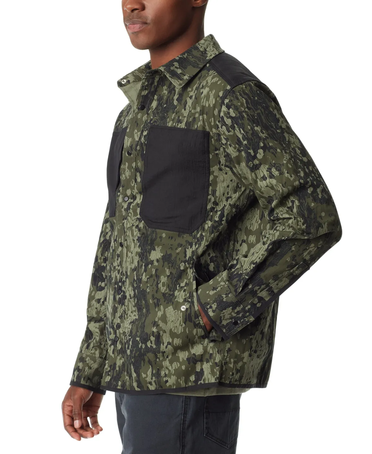Bass Outdoor Mens Worker Standard Fit Shirt Jacket Green Bark Camo Coat  XL