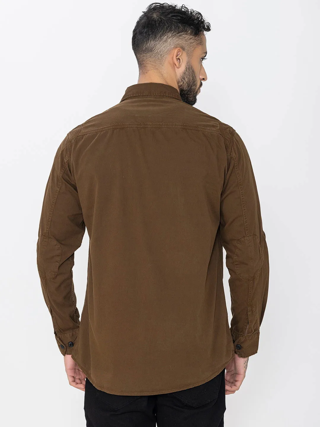 Brown utility shirt double pockets