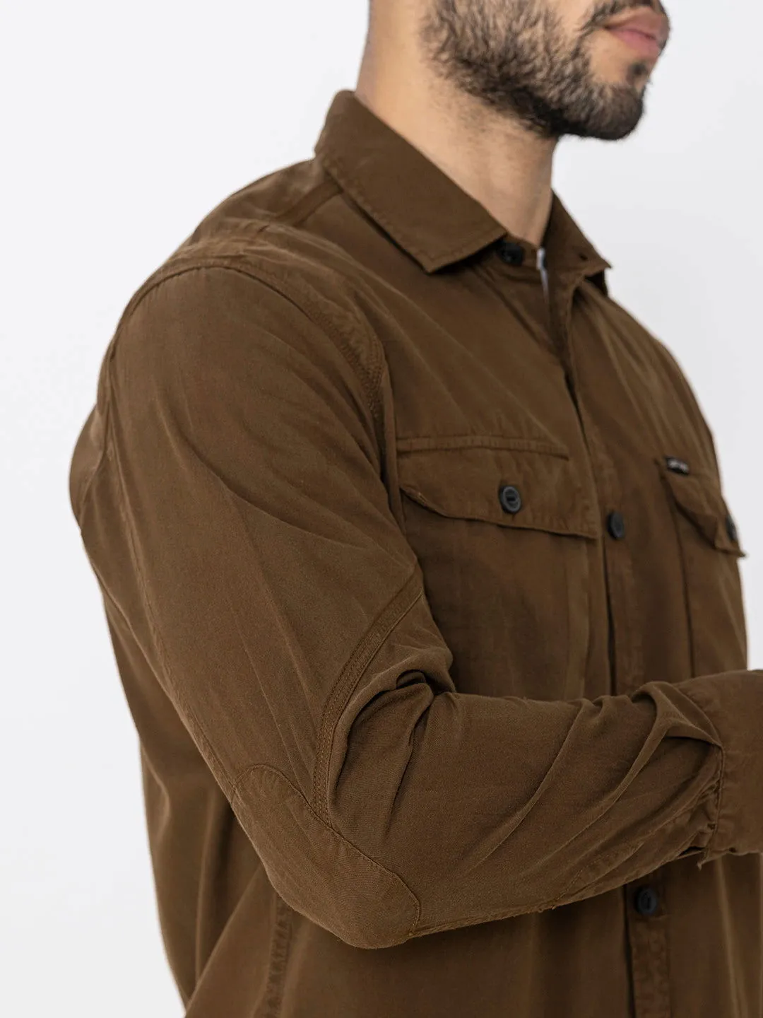 Brown utility shirt double pockets