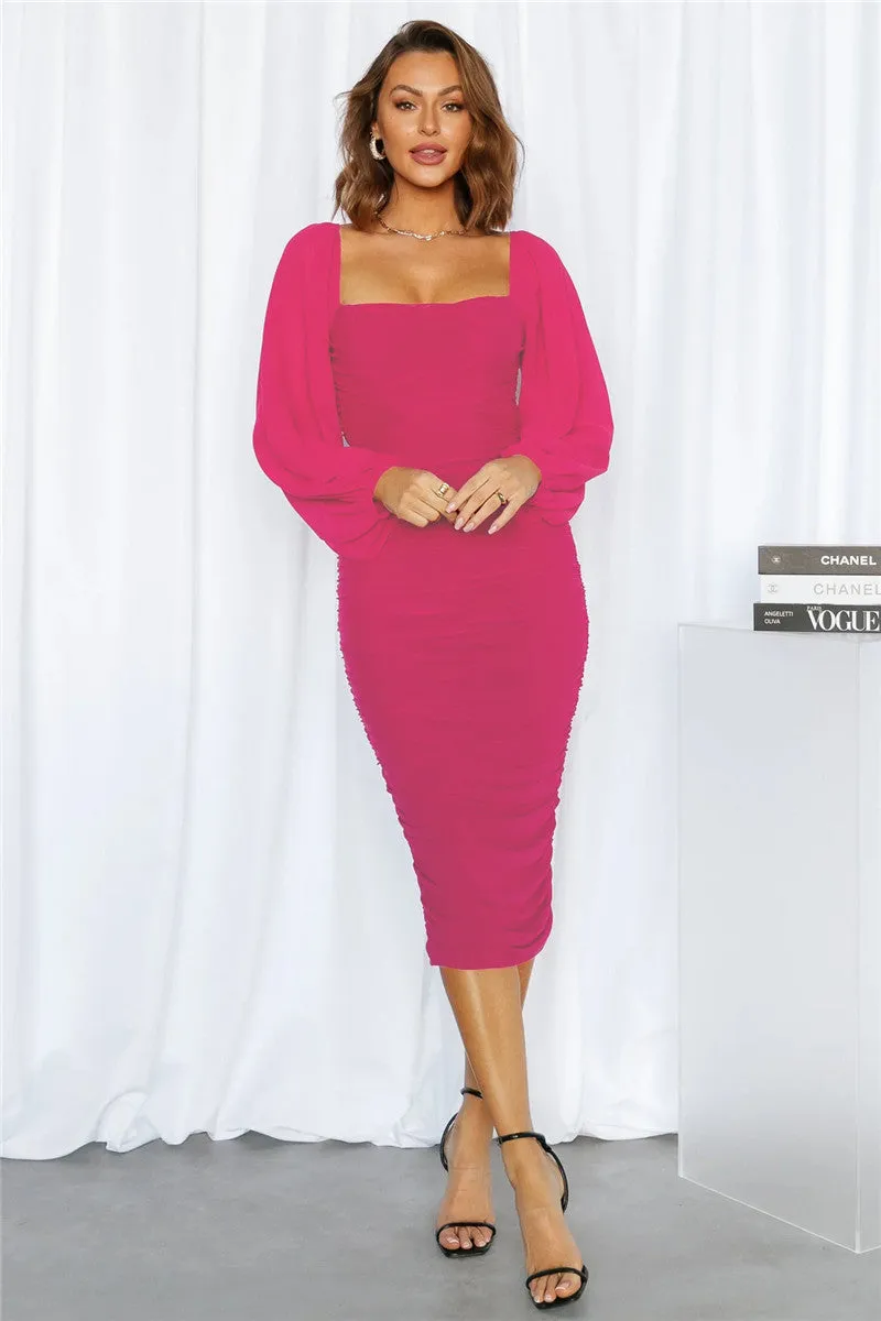 Cheryl Long Sleeve Backless Midi Dress