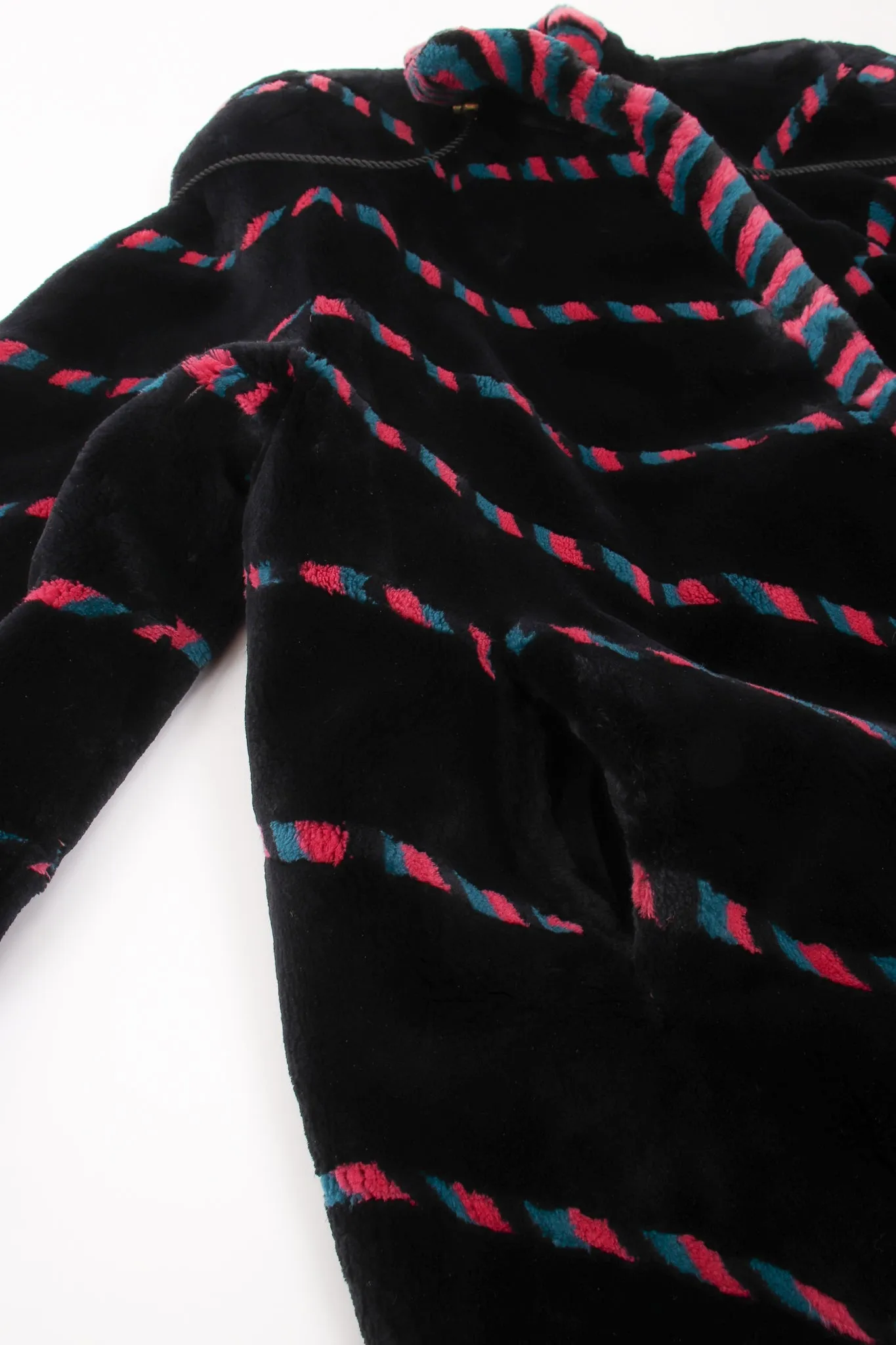 Chevron Stripe Fur Toggle Coat