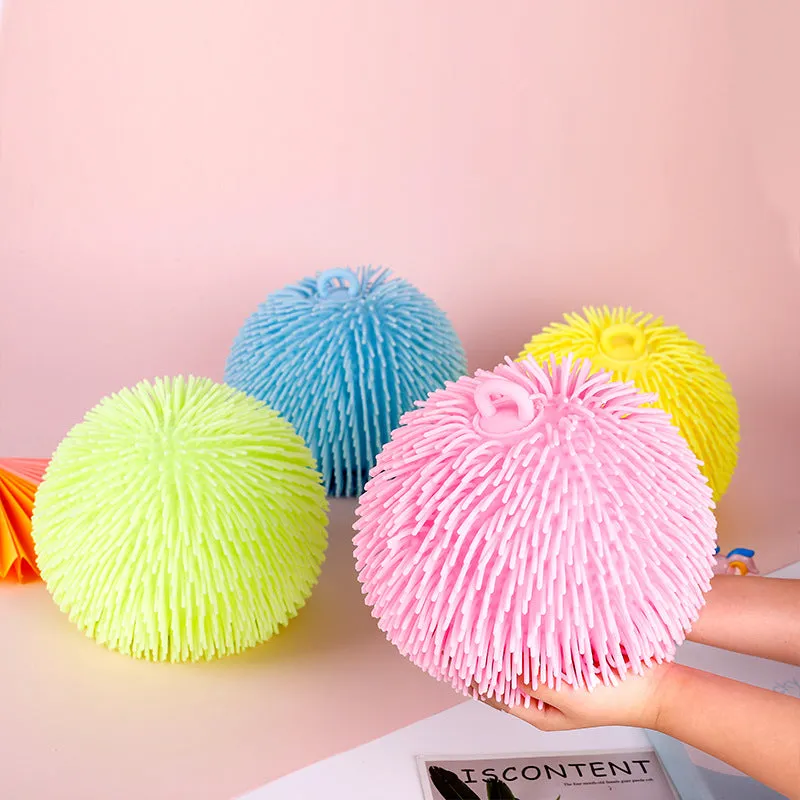 Children's Toy Cartoon Vent Macaron Color Hairy Ball Flash Luminous Ball Dense Hair Animal Head Large Caterpillar