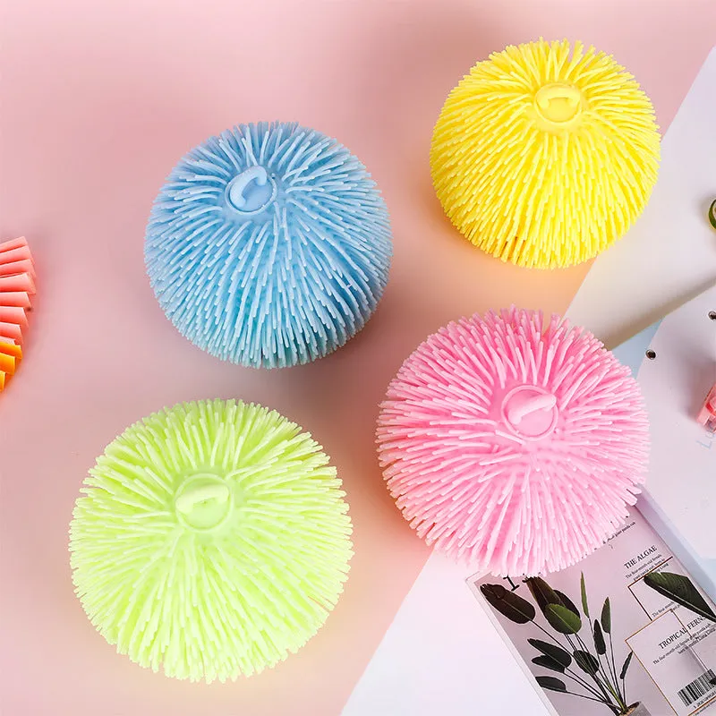 Children's Toy Cartoon Vent Macaron Color Hairy Ball Flash Luminous Ball Dense Hair Animal Head Large Caterpillar