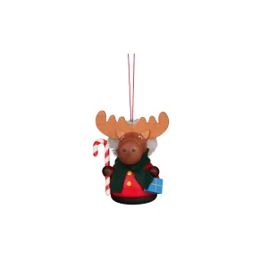 Christian Ulbricht Wooden Wobble Figure - Moose with Candy Cane (Ornament)
