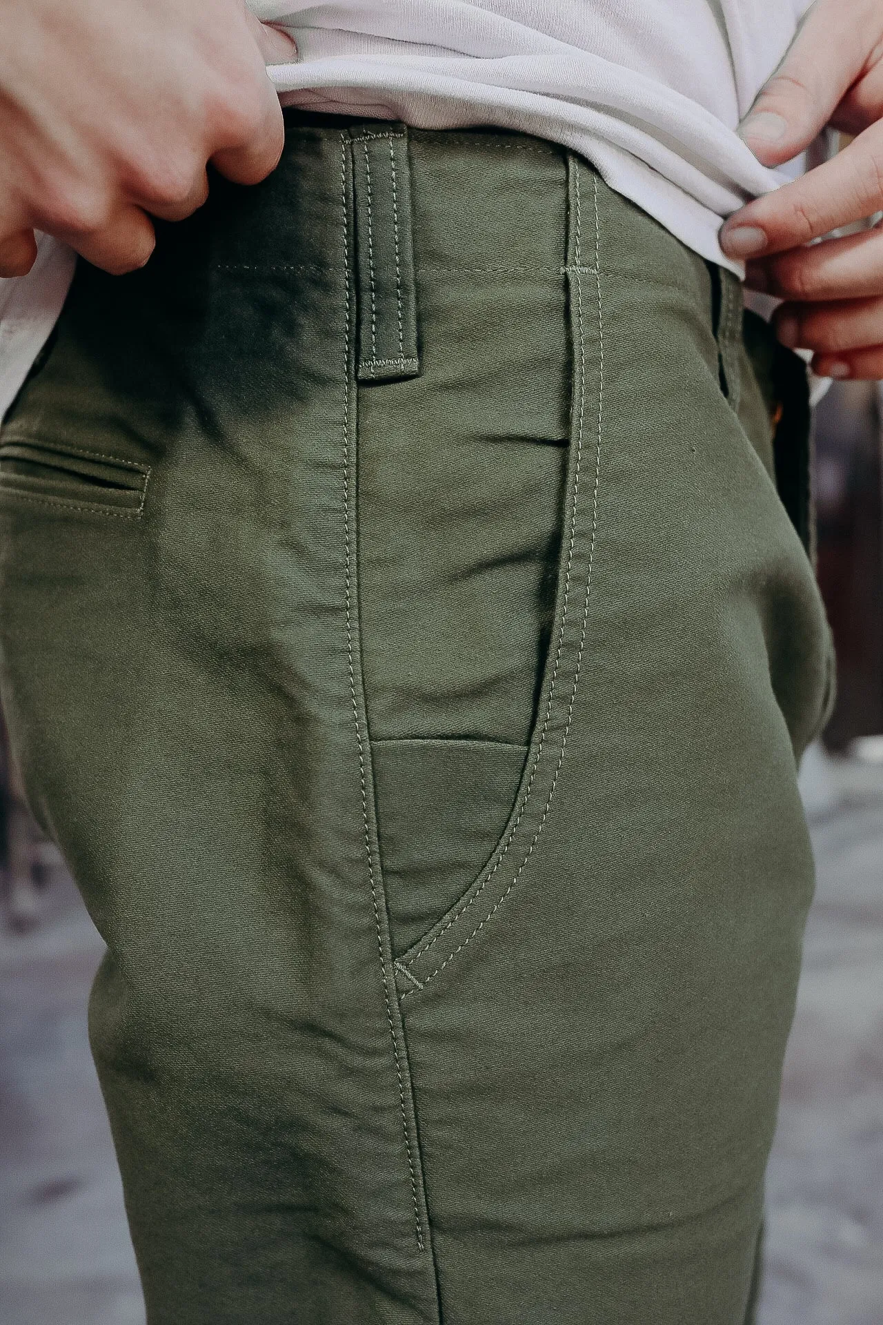 Cotton Moleskin Trousers - Olive (1173-OLV)
