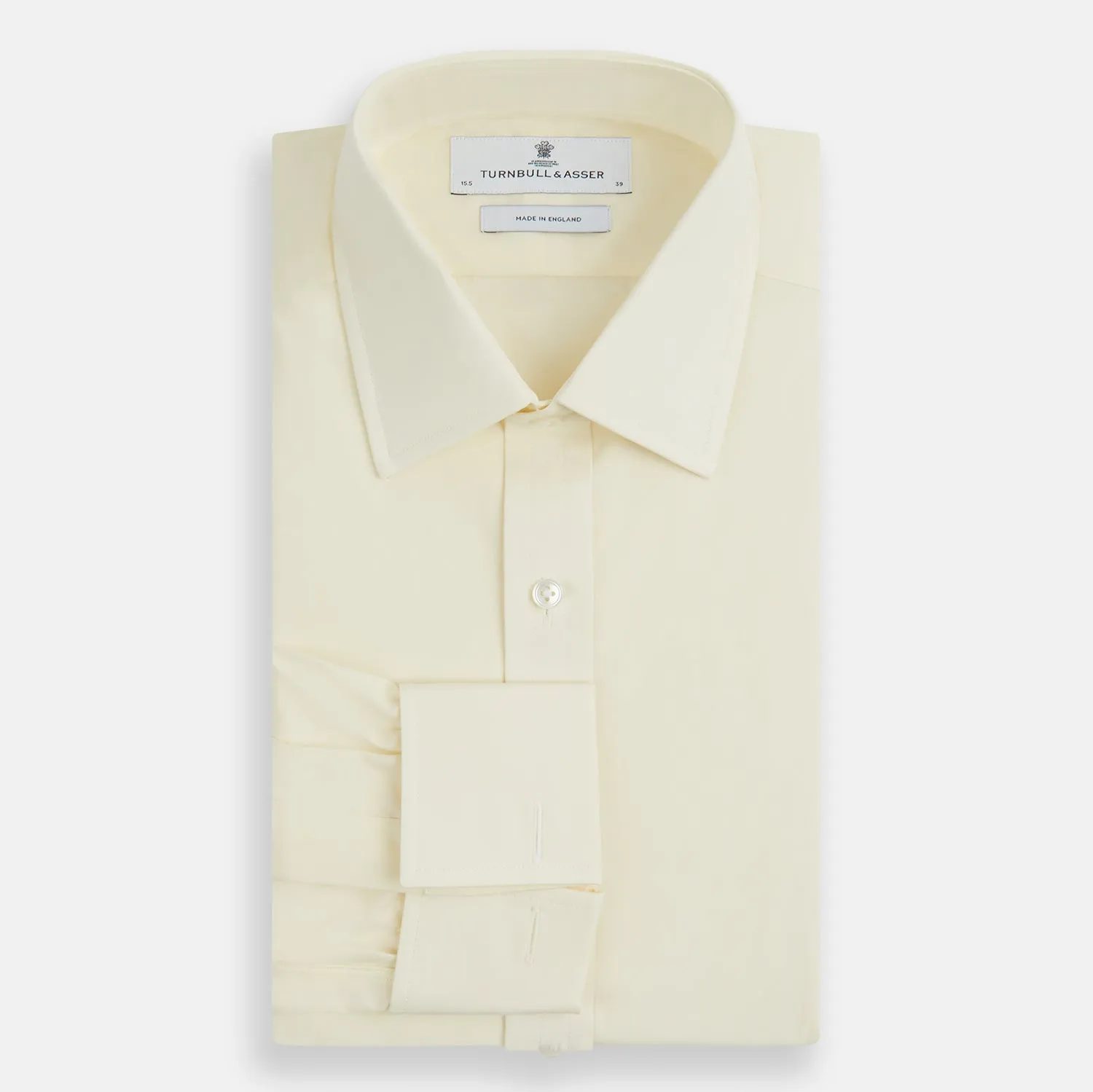 Cream Cotton Shirt with T&A Collar and Double Cuffs
