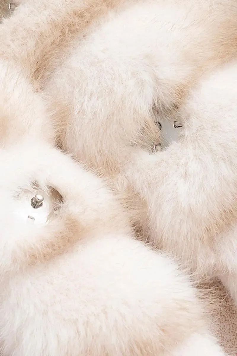 Cropped Faux Fur Chinchilla Coat with Oversized Collar