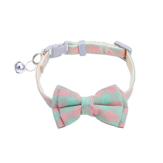 Cute Christmas Collar with Bell Bow Tie Buckle