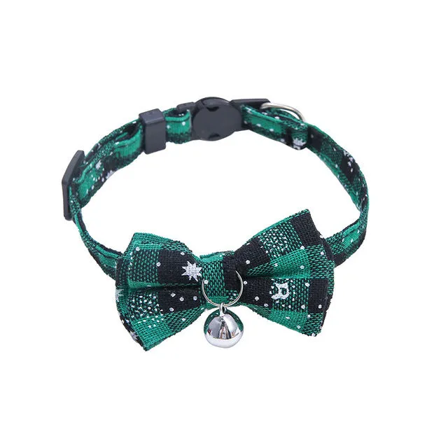 Cute Christmas Collar with Bell Bow Tie Buckle