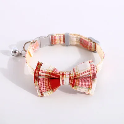 Cute Christmas Collar with Bell Bow Tie Buckle
