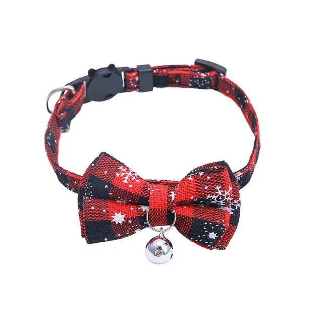 Cute Christmas Collar with Bell Bow Tie Buckle