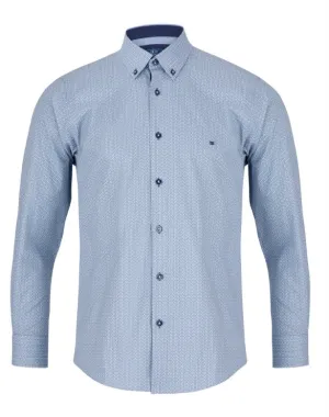Daniel Grahame Long Sleeve Casual Shirt - Navy/White