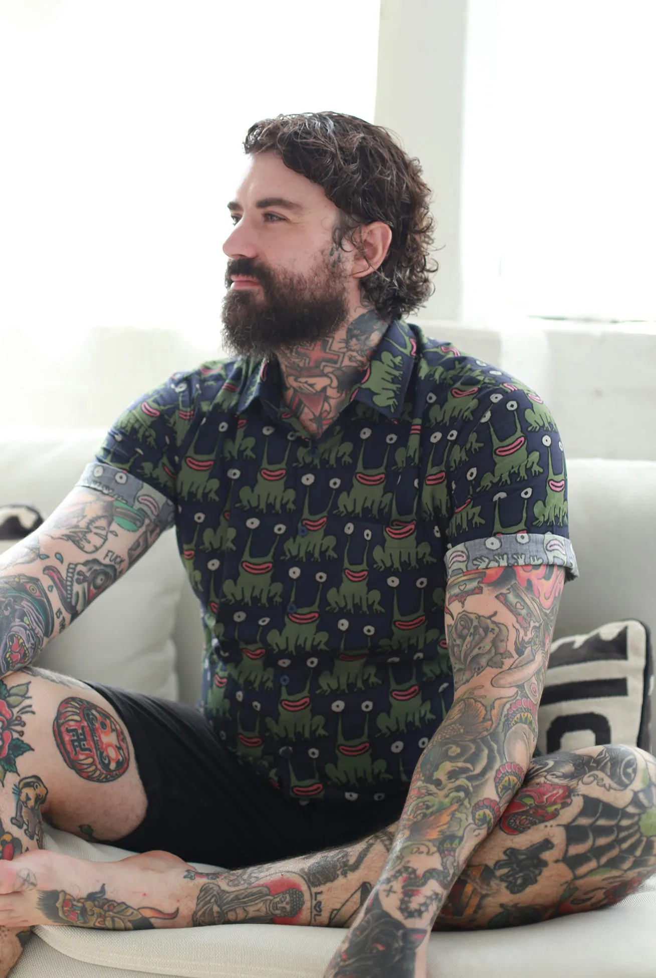 Daniel Johnston SS Button-Down Shirt | Navy