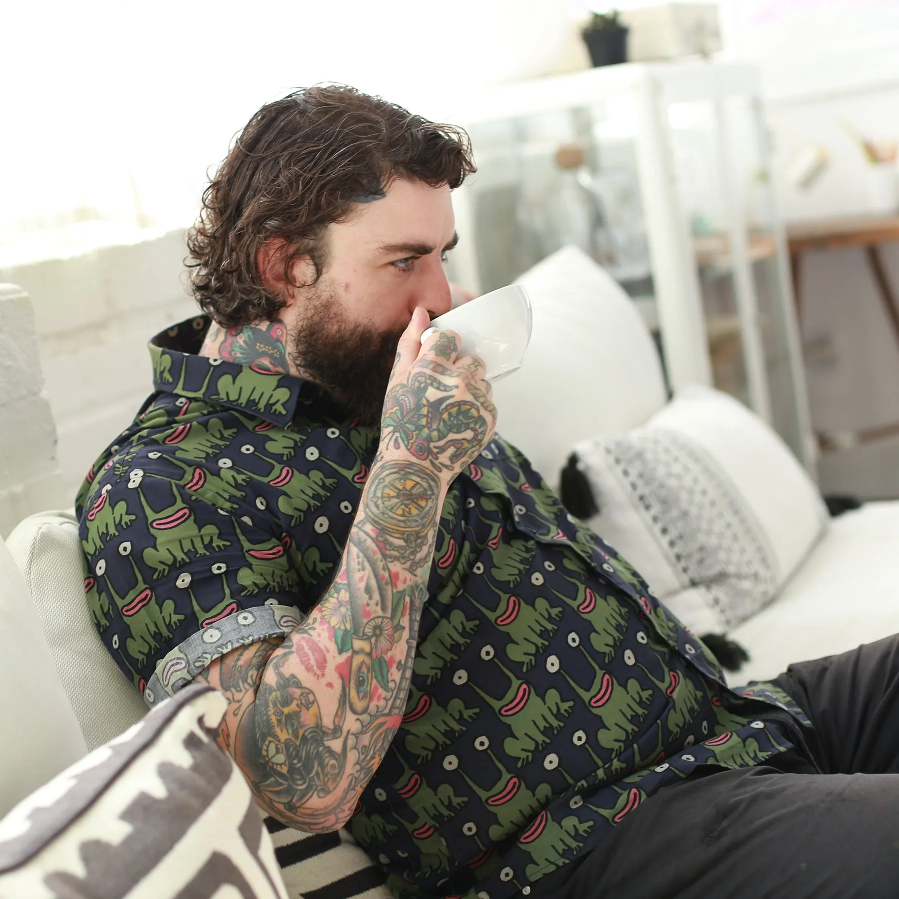 Daniel Johnston SS Button-Down Shirt | Navy