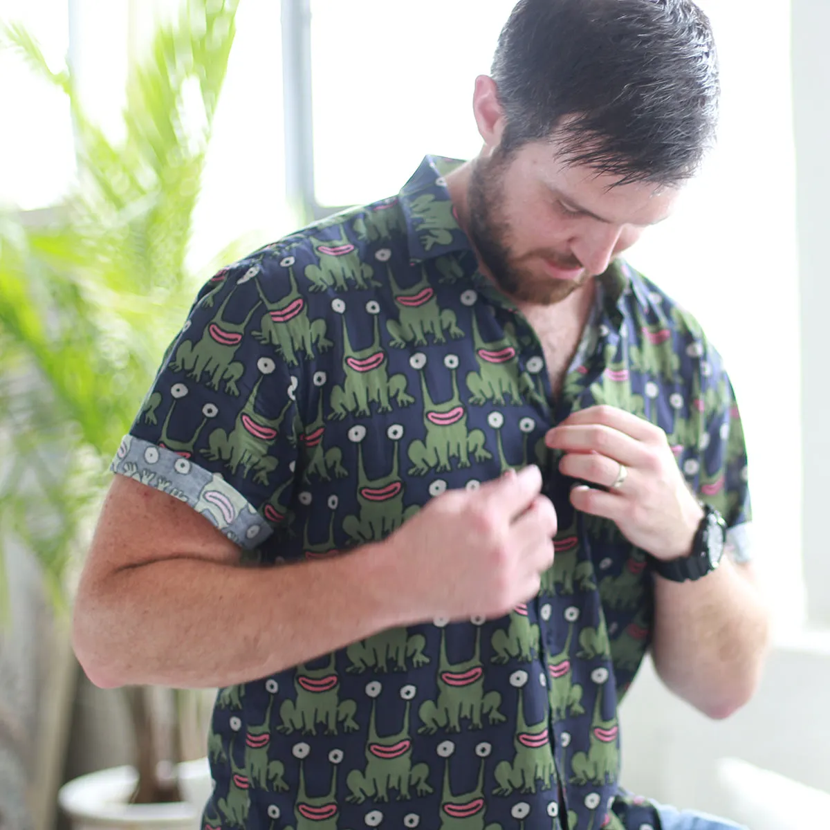 Daniel Johnston SS Button-Down Shirt | Navy