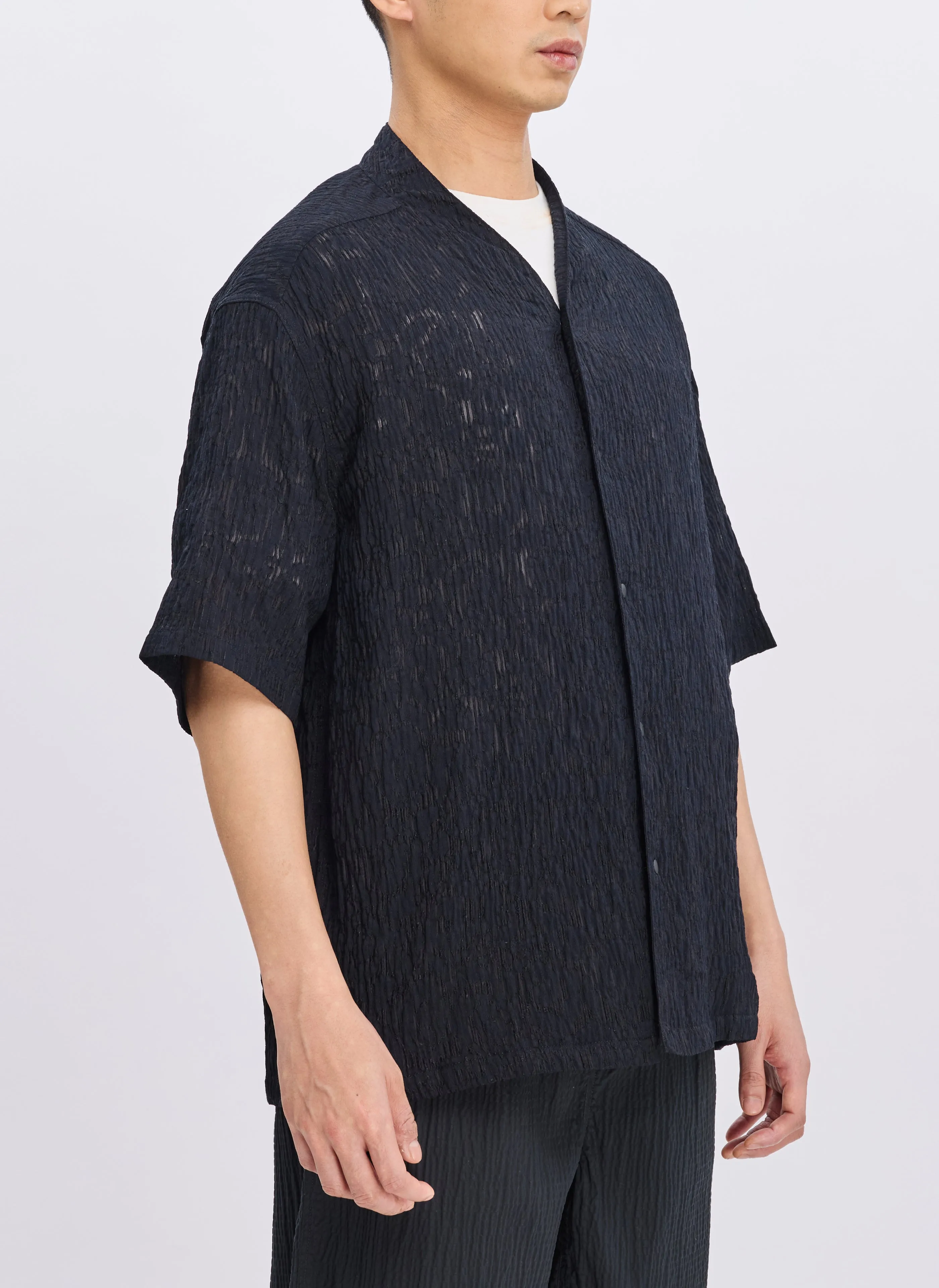 Distressed Rayon Nylon Oriental Shirt