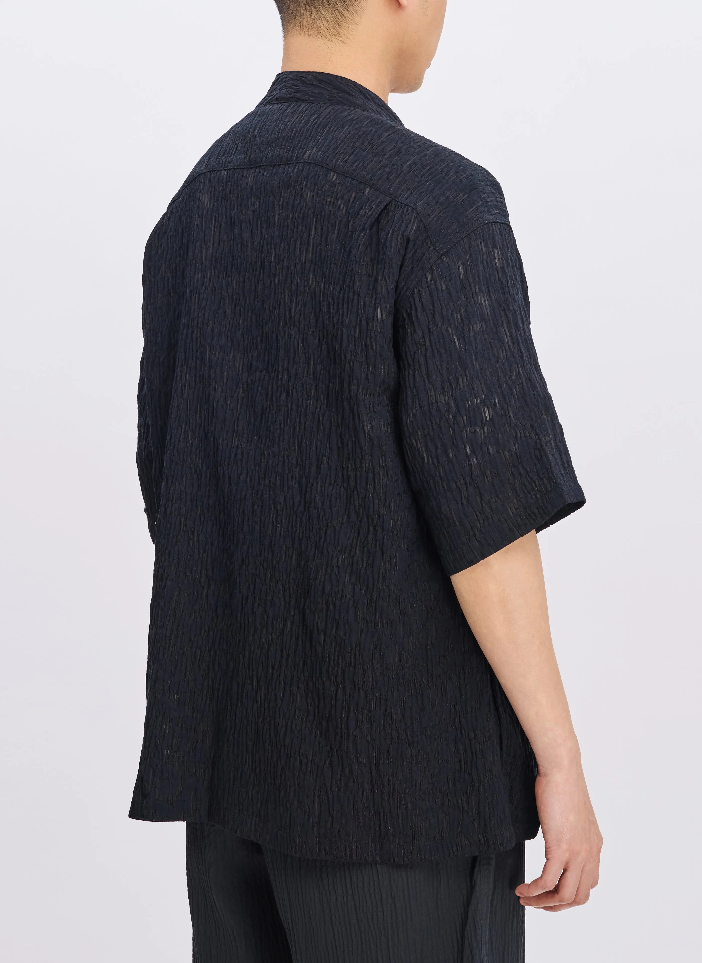 Distressed Rayon Nylon Oriental Shirt