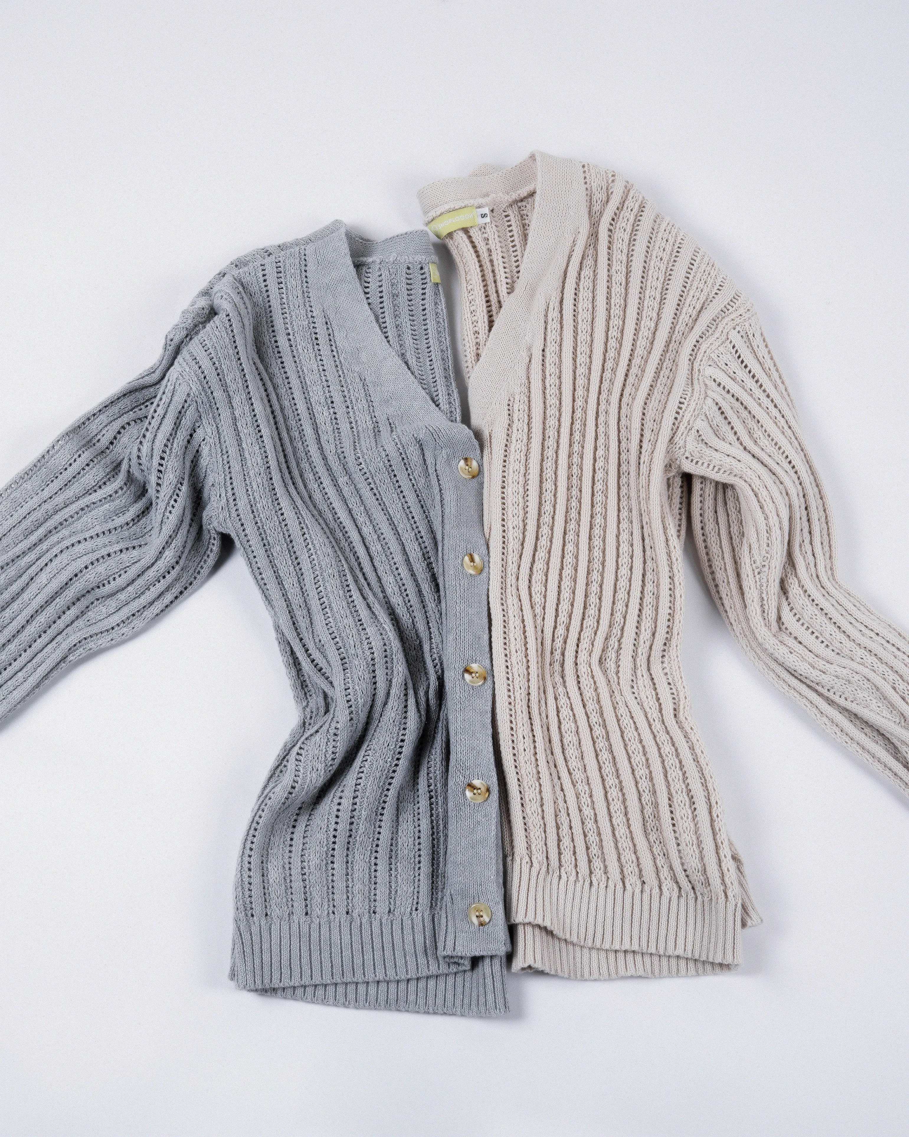 Eco Hollow Knit Cardigan (Beige)