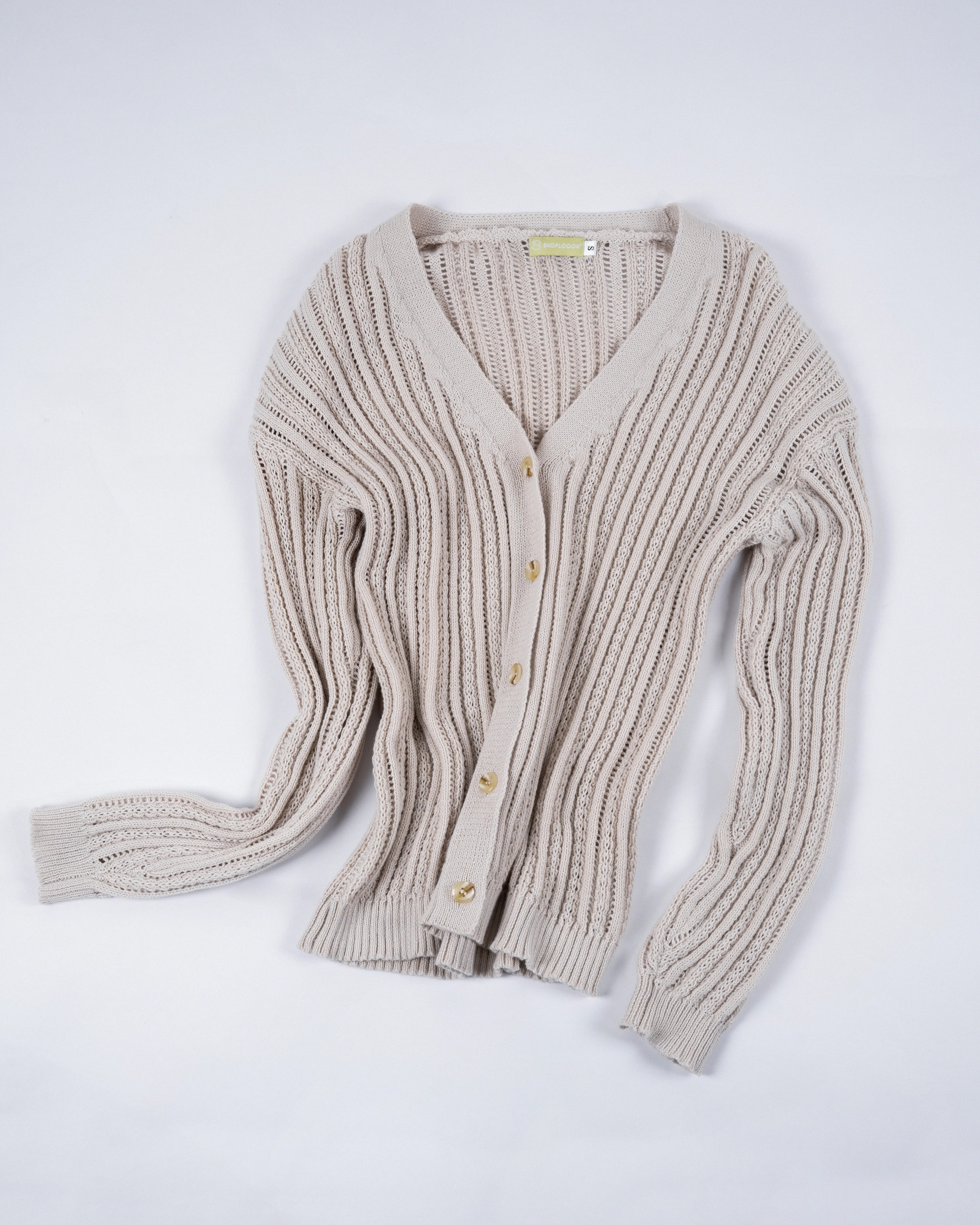 Eco Hollow Knit Cardigan (Beige)