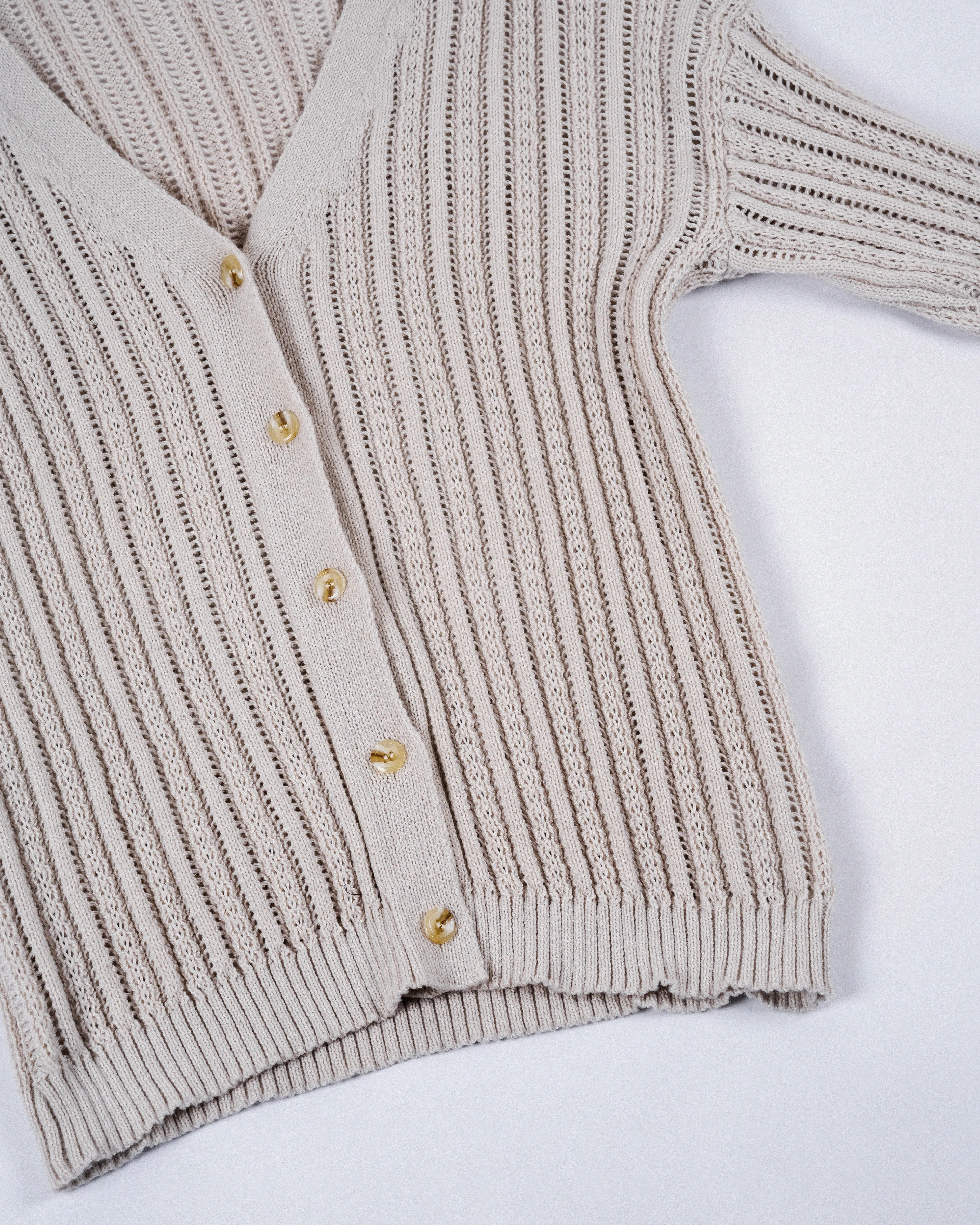 Eco Hollow Knit Cardigan (Beige)