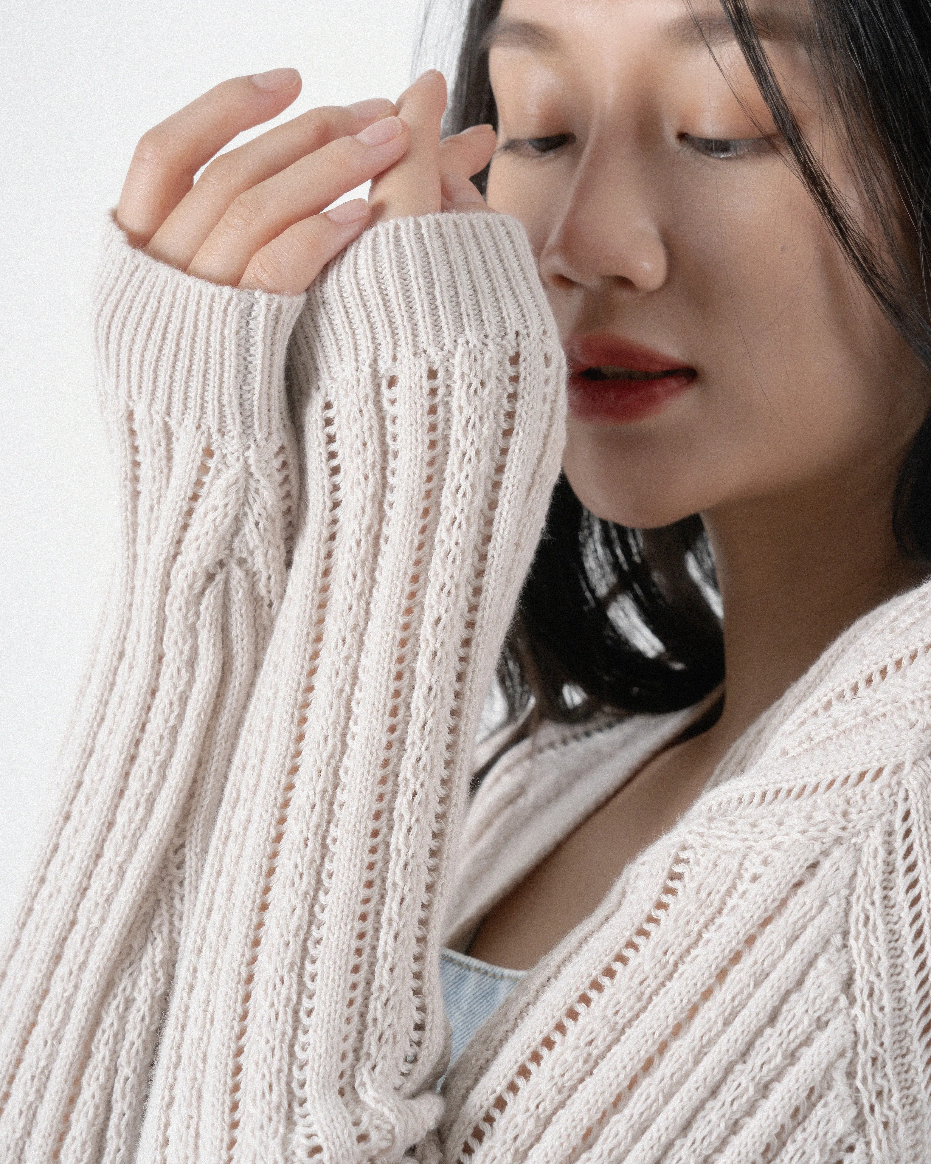 Eco Hollow Knit Cardigan (Beige)