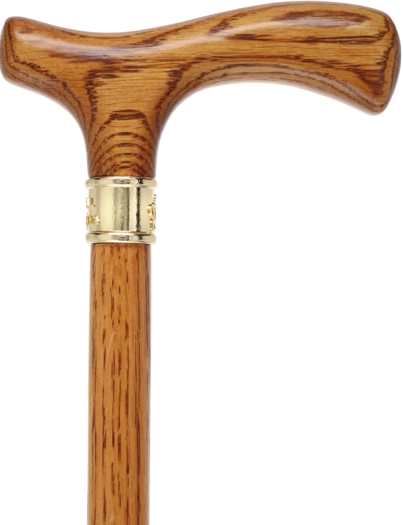 Elegant Fritz Oak Cane w/ Embossed Brass Collar