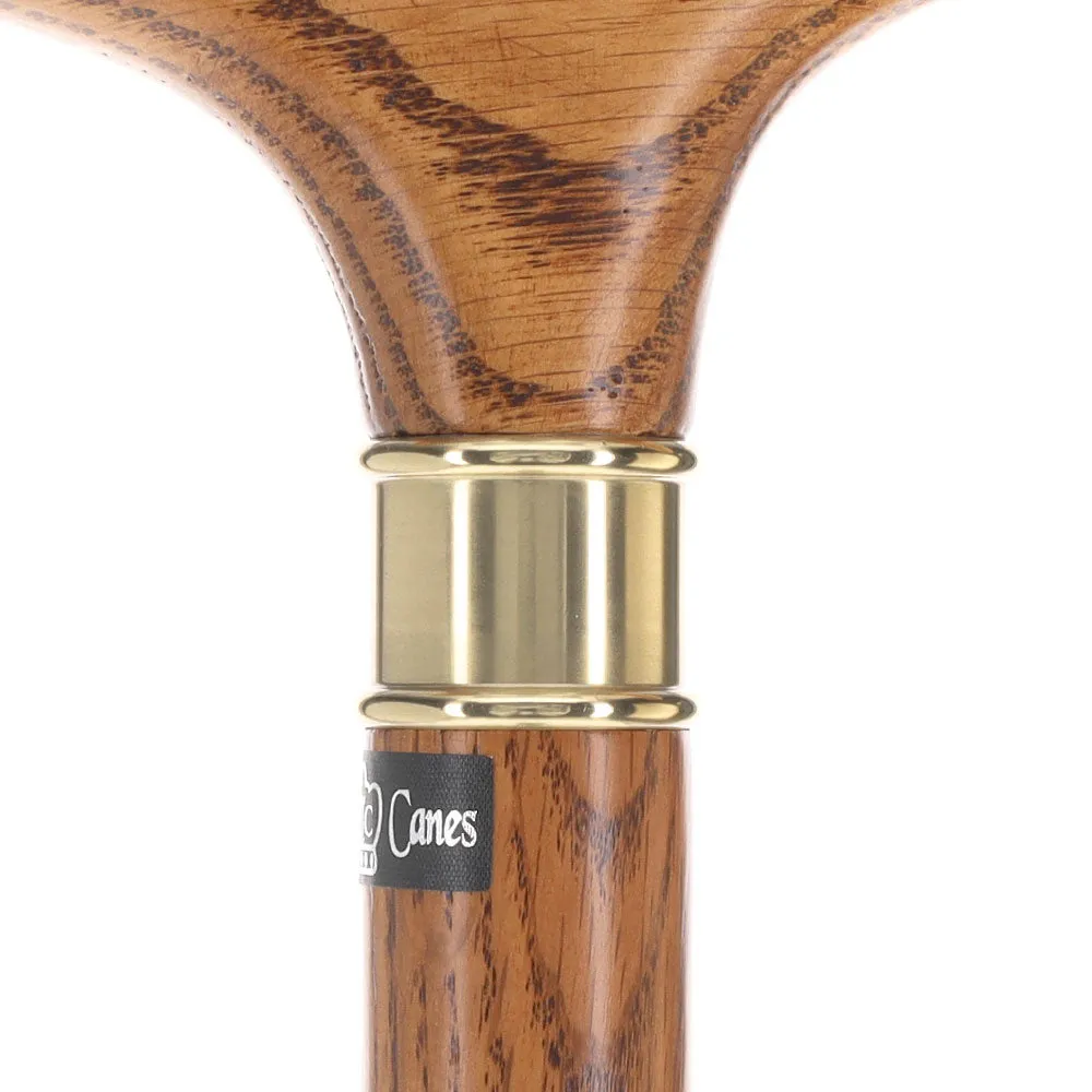 Elegant Fritz Oak Cane w/ Embossed Brass Collar