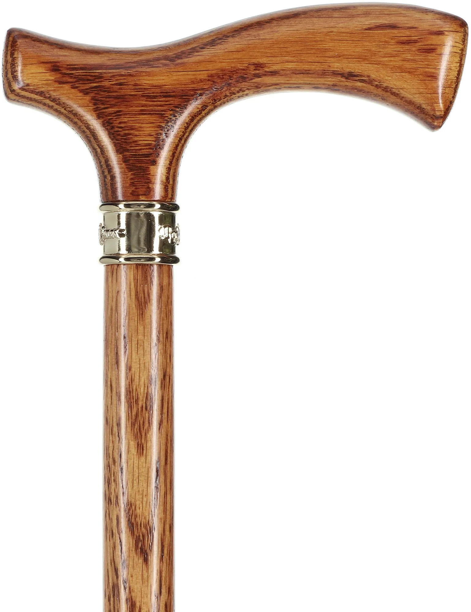 Elegant Fritz Oak Cane w/ Embossed Brass Collar