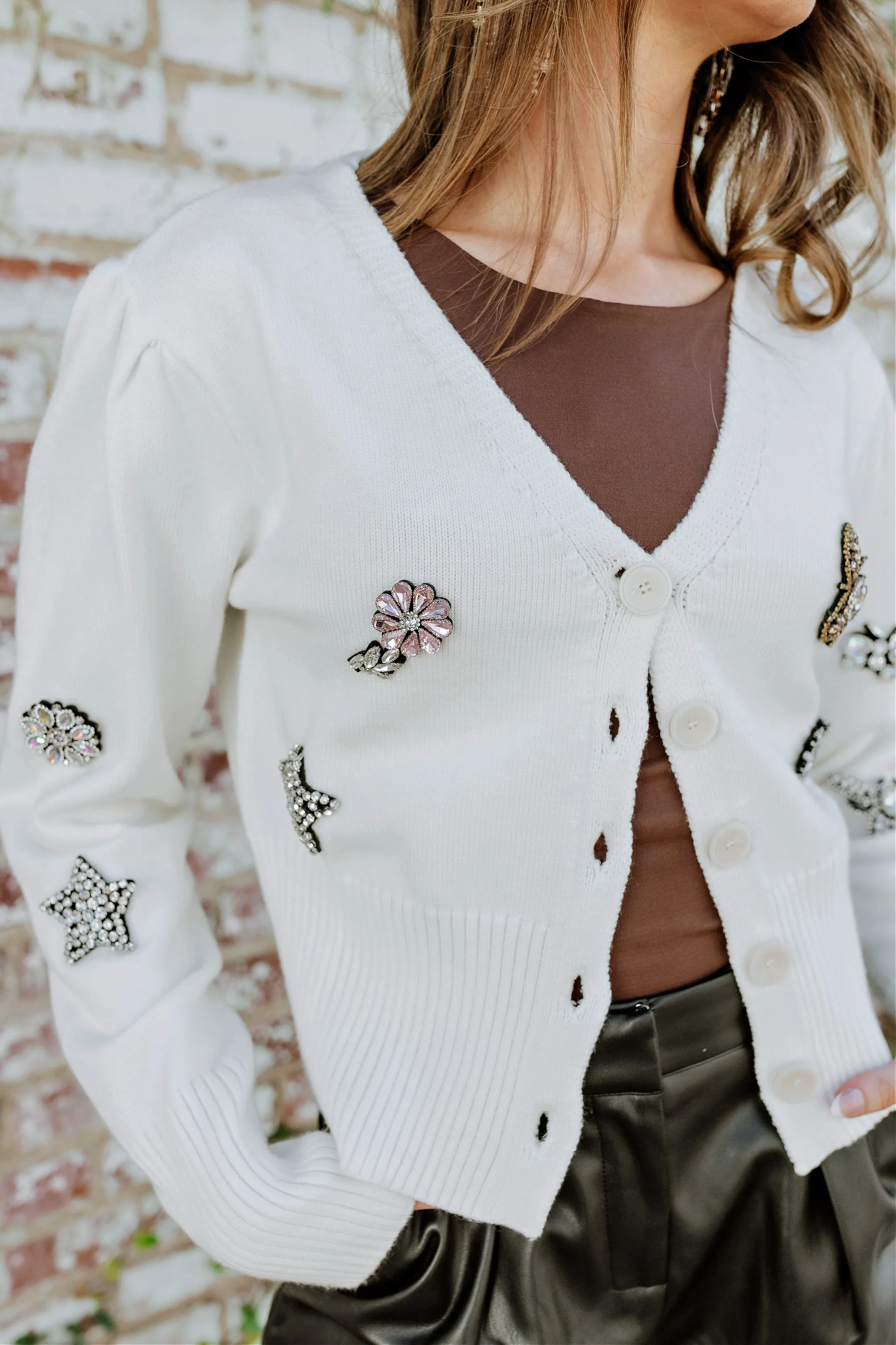 FINAL SALE!! Crystal Bee Cardigan in White