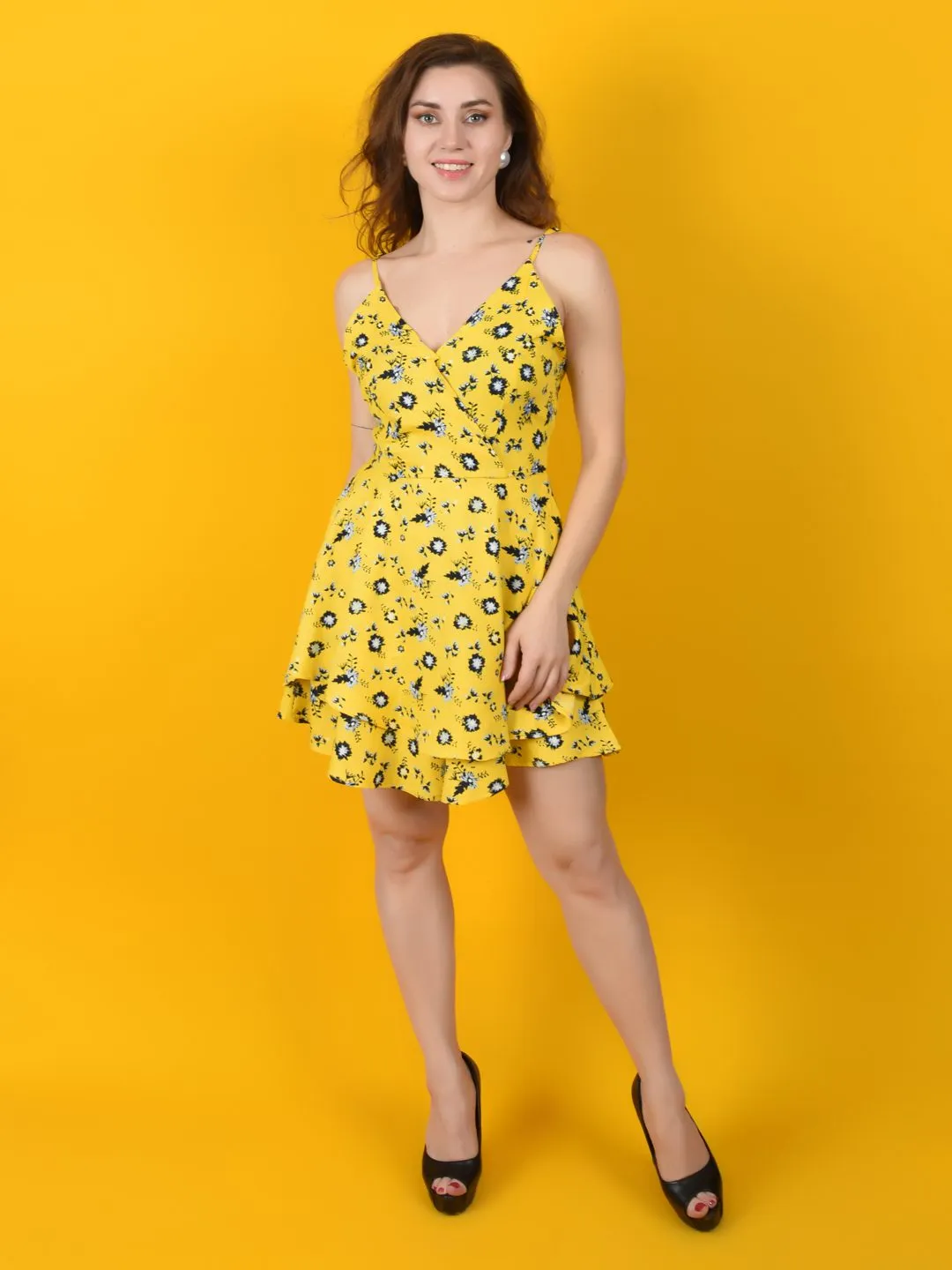 Flawless Yellow Beach Mini Playsuit For Women | LUNA