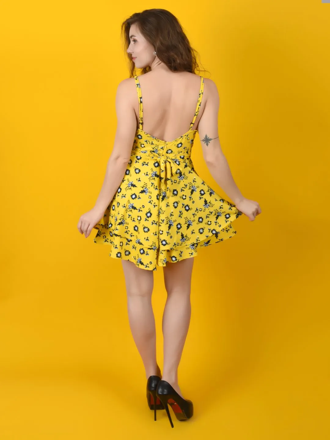 Flawless Yellow Beach Mini Playsuit For Women | LUNA