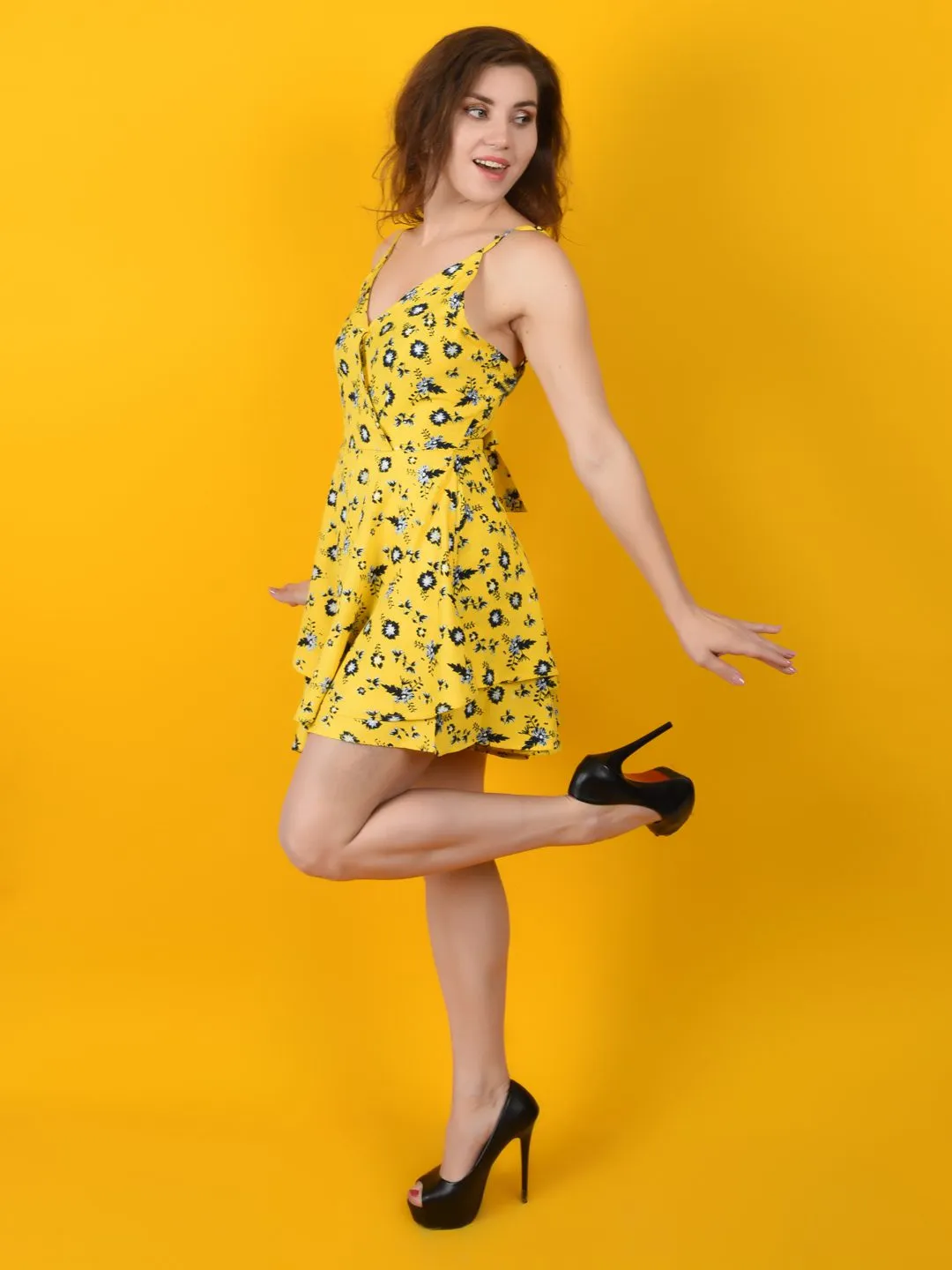 Flawless Yellow Beach Mini Playsuit For Women | LUNA